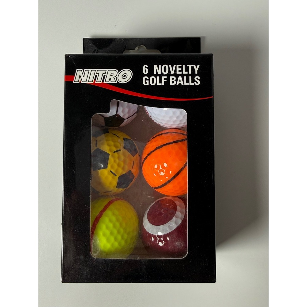 Nitro 6 Novelty Golf Balls Sports Theme Soccer Basketball Football